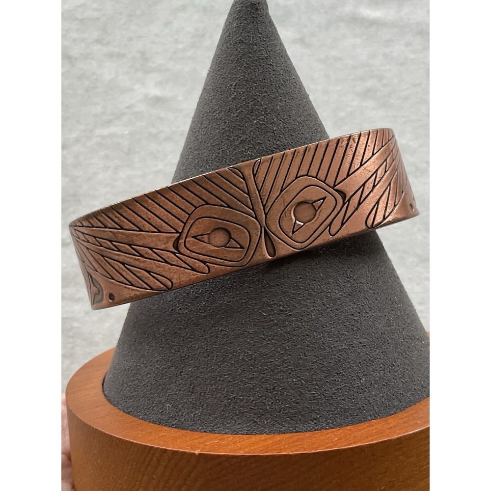 Hummingbirds By Gordon White Haida Native Copper Cuff Bracelet Estate Jewelry
